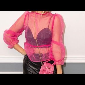 Hot pink mesh top